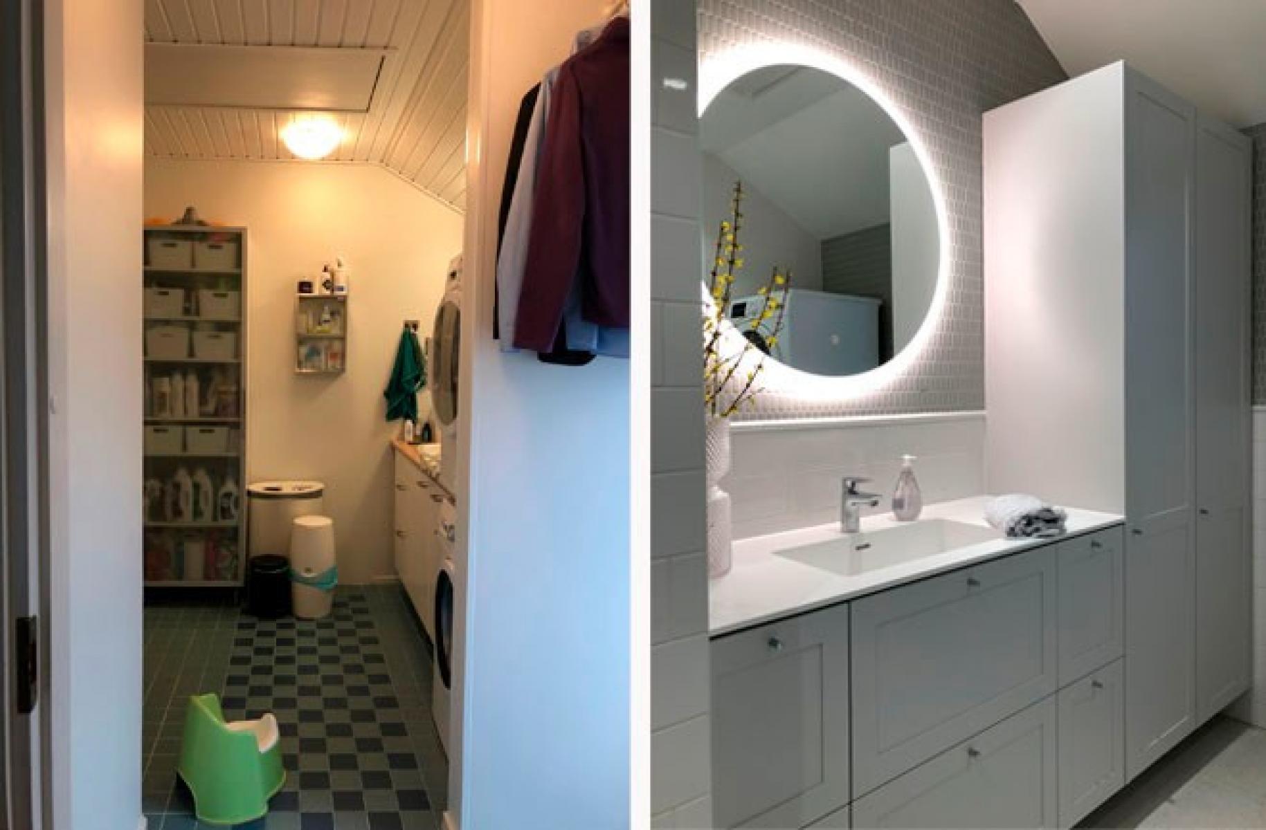 Ennen ja jälkeen - kylpyhuoneen muodonmuutos